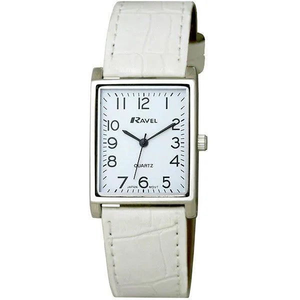 Ravel Mens Classic White Leather Strap Watch R0120.04.1A