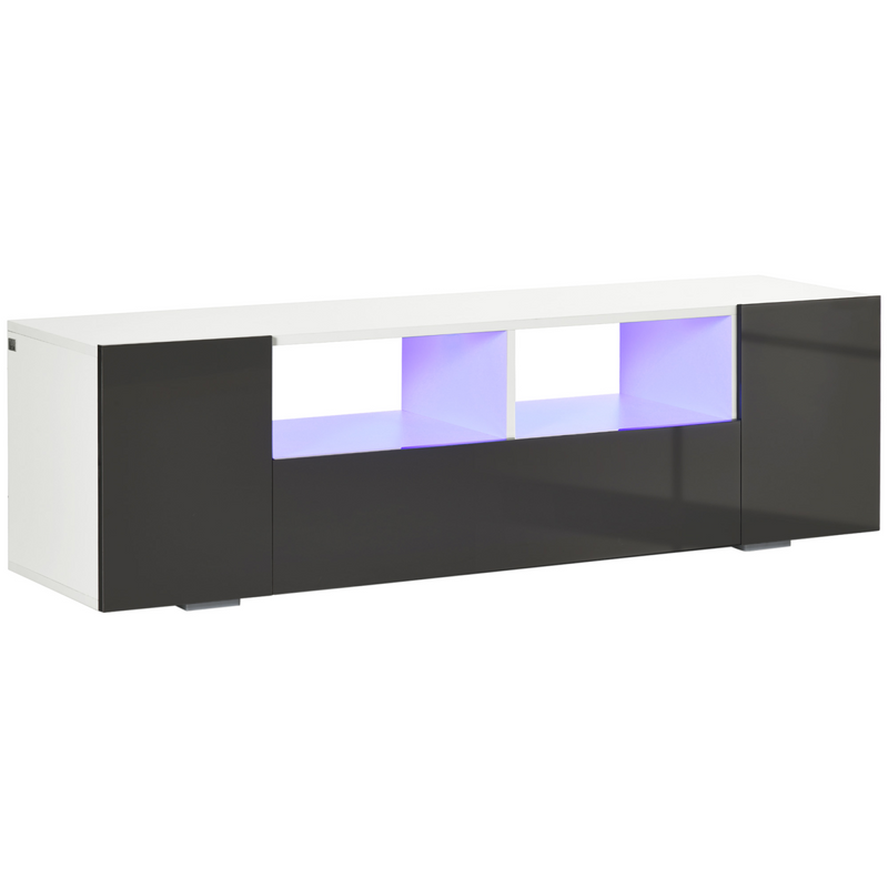 High Gloss TV Stand Cabinet for TVs up to 60" with LED Light and Storage