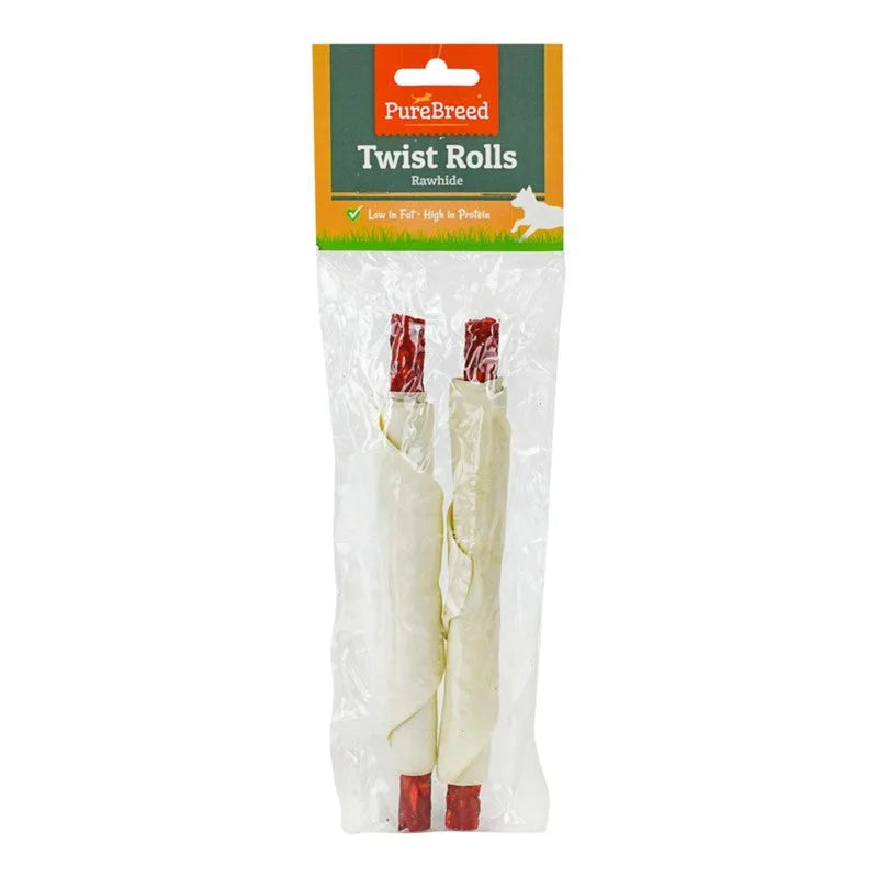 Pet Dog Treats Rawhide Twist Rolls Pack Of 2