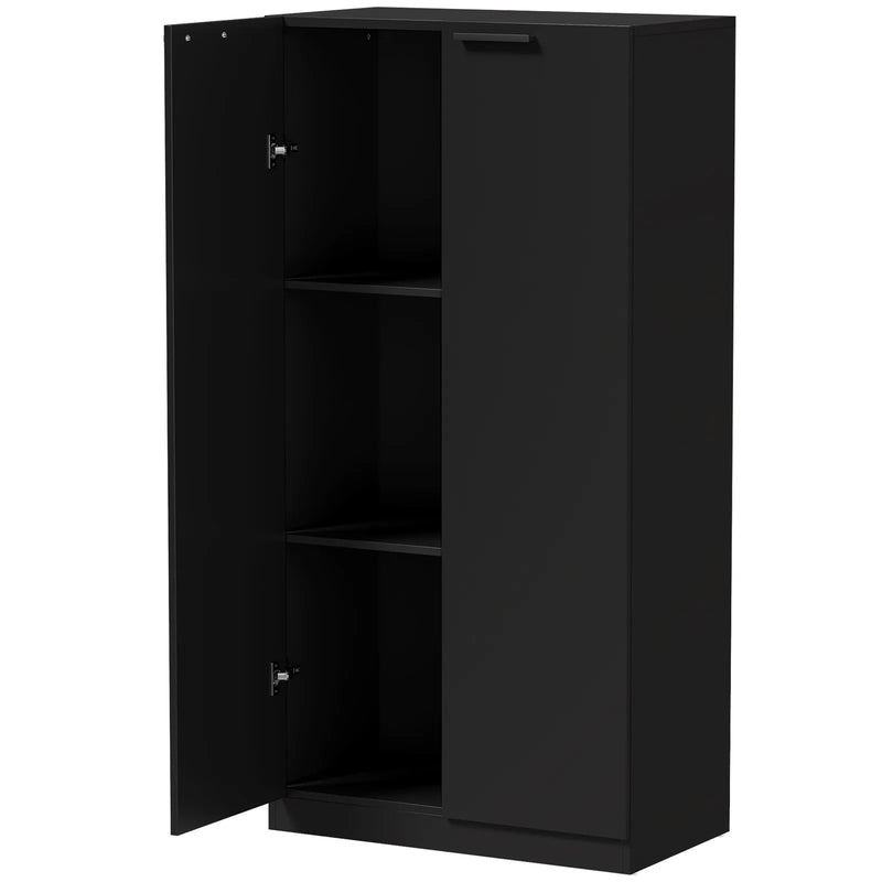 HOMCOM 120 cm Tall Storage Cabinet Cupboard, 3-Tier File Organiser Wooden Filing Cabinet, Black