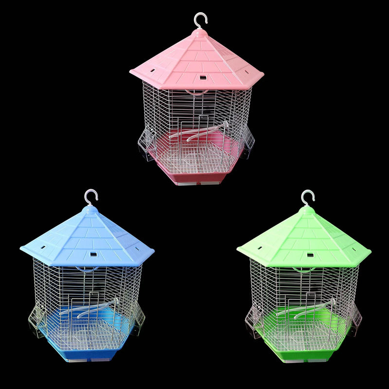 He x agon Metal Bird Cage Assorted Colours