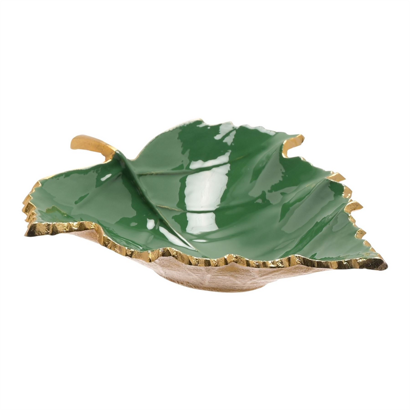 Green Enamel Gold Leaf Dish