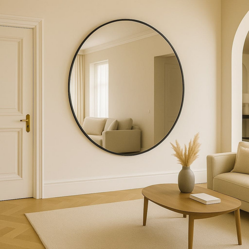 Rei - Extra Large Round Black Metal Circle Mirror - 150cm x 150cm