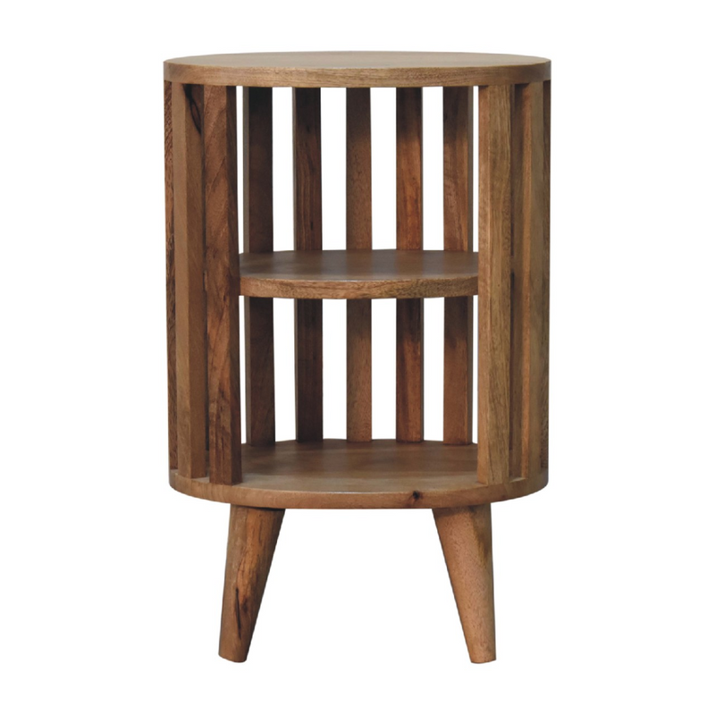 Artisan Furniture Solid Wood Ariella Double Shelf Oak-ish Bedside
