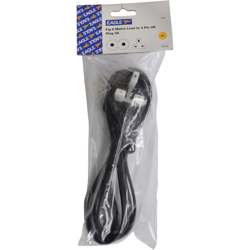 Eagle Figure of 8 Mains Lead to 3 Pin UK Plug 3A