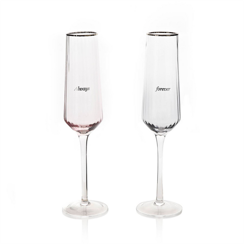 Amore Set of 2 Flute Glasses - Always & Forever