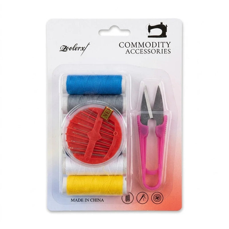 Sewing Kit Pack Of 8 – Needles, Thread Snips &Amp; 6 Assorted Colour Threads
