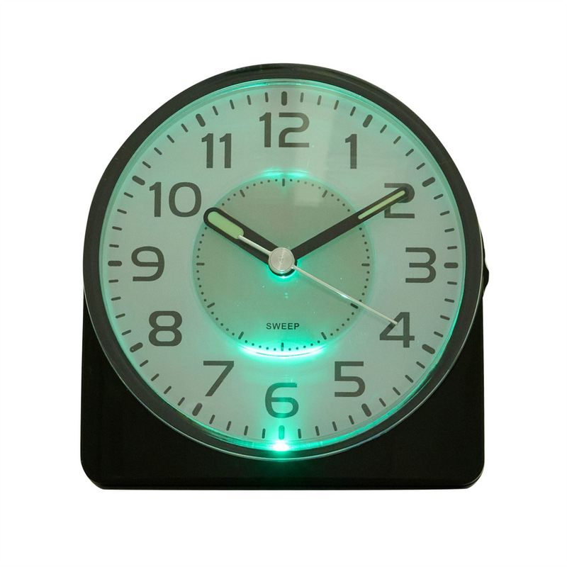 Wm.Widdop Silent Sweep Round Face Blinking Light Alarm Clock  - Black
