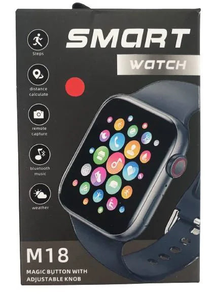 M18 Smart Watch Magic Button with Adjustable Knob & Red Rubber Strap