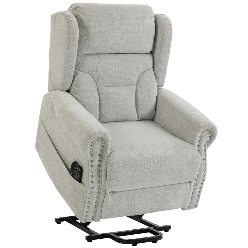 Riser Recliner Chair with Massage and Heat, Chenille Electric Power Lift Recliner Chair, Light Grey