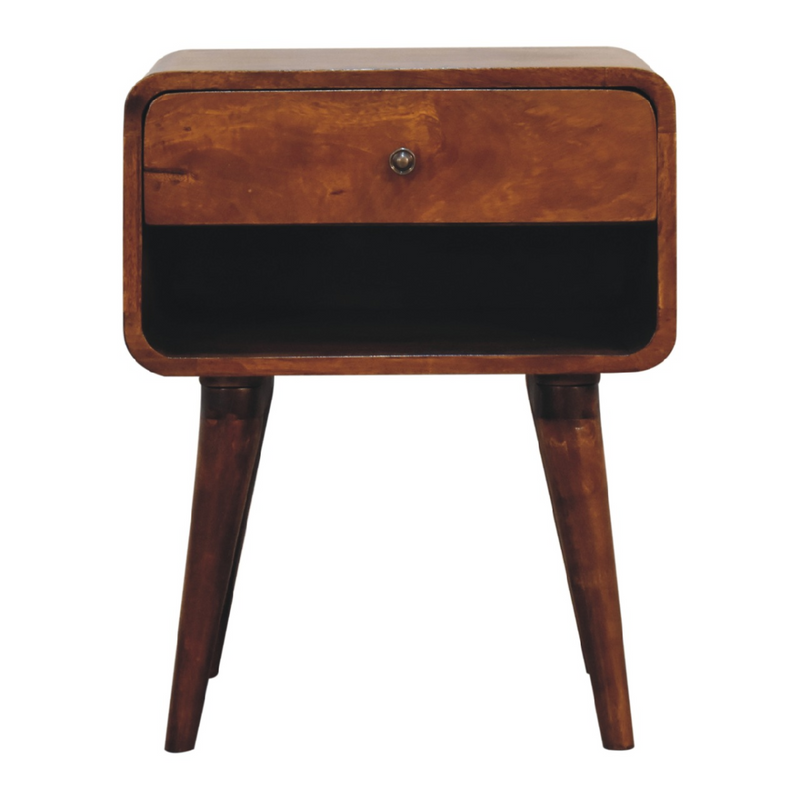 Artisan Furniture Solid Wood Curve Open Slot Chestnut Bedside
