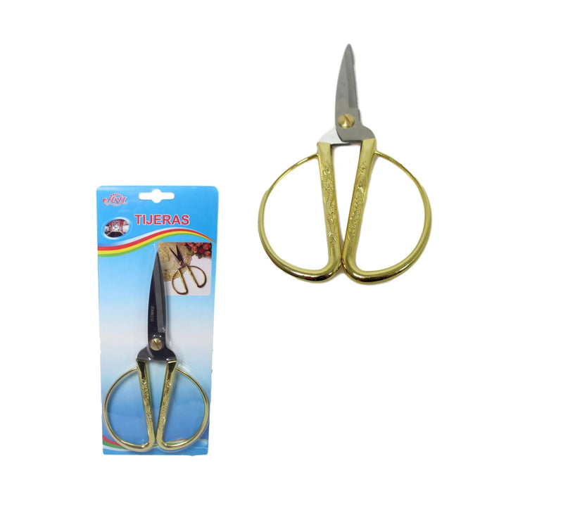Stainless Steel Traditional Sewing Cutting Scissors With Gold Handle