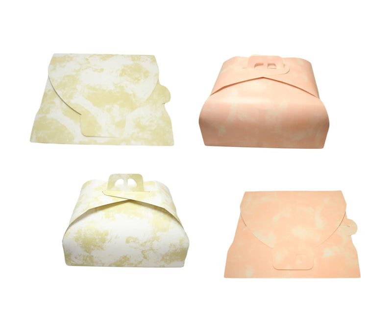 Paper Cake Bo x Pink Gold Festive Square Easy Assemble Cake Bo x 1 Pack