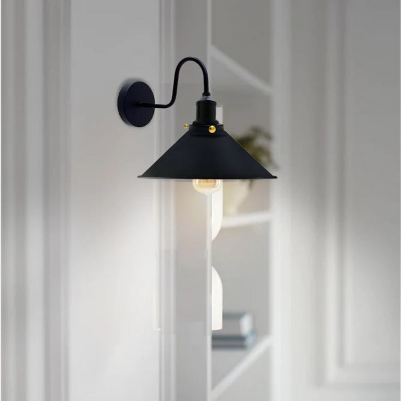 Black Vintage Industrial E27 Wall Sconce with Swan Neck Wall Light  ~2484