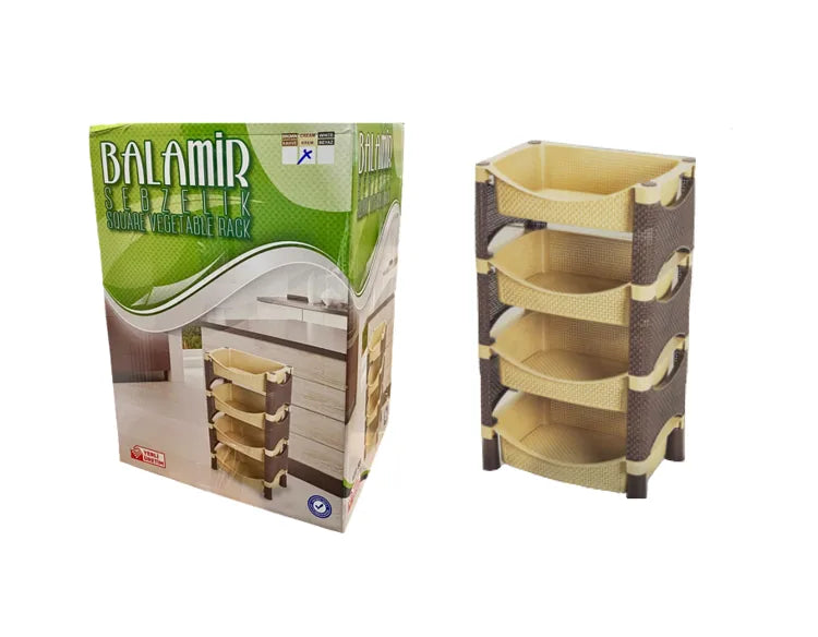 Balamir 4 Tier Plastic Kitchen Vegetable Fruit Storage Rack Assorted Colours