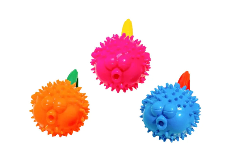 Dog Toy Ball Squeaky Puffer Fish Assorted Colours