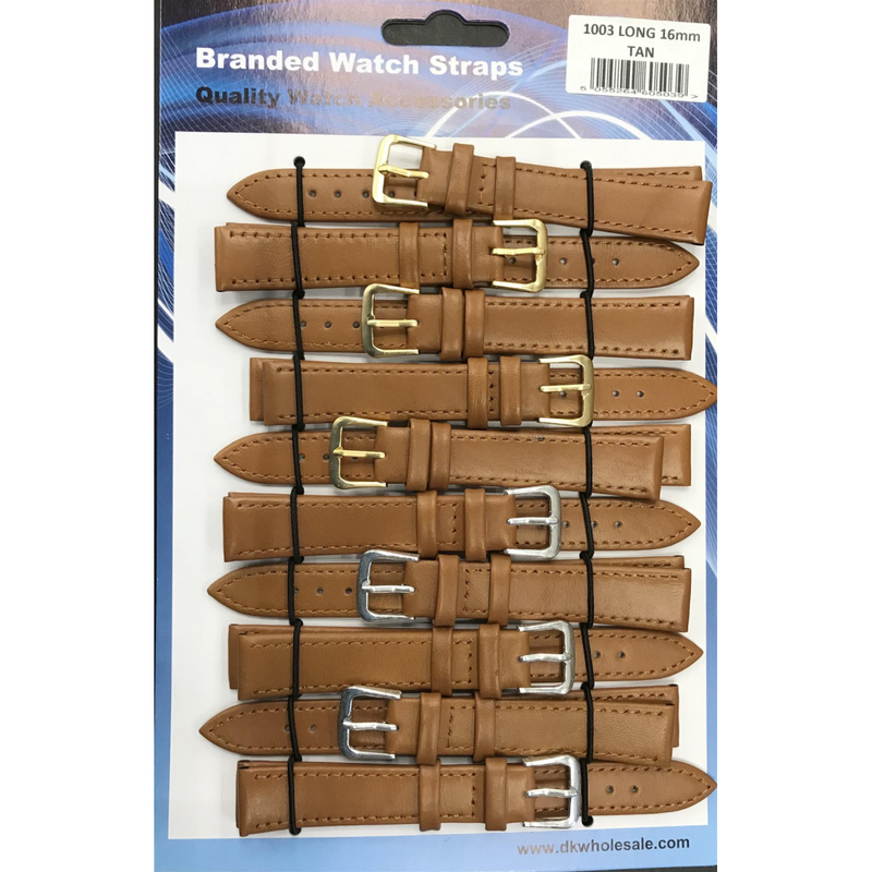Leather Brown Tan Extra Long Watch Straps Pk10 20mm 1003