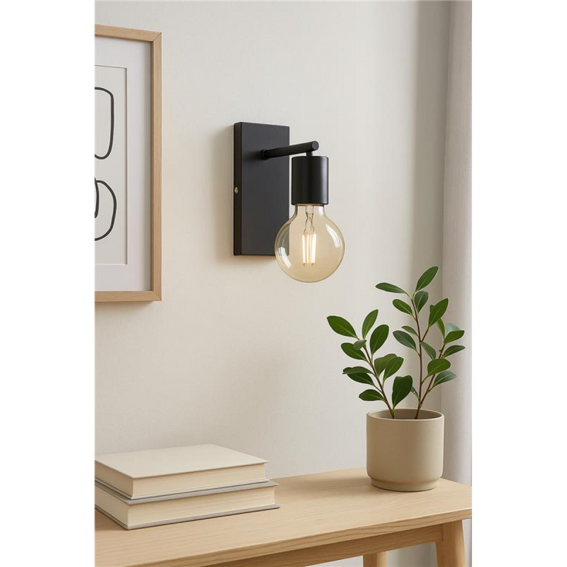 Wood base Wall Sconce E27 Screw Holder Industrial Lamp Retro Lights Black~1569