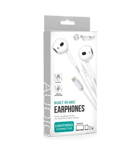 Konnect Wired Earphones With Built In Mic Iphone Lightning Connector