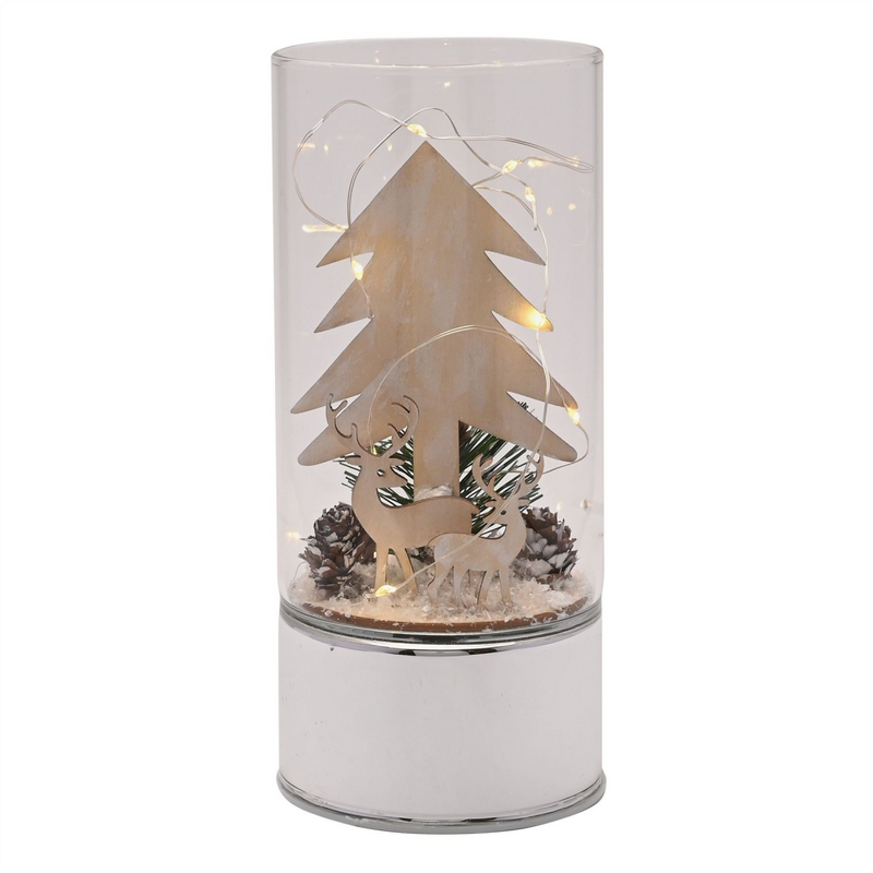 Wooden Reindeer with Tree LED Clear Light Tube