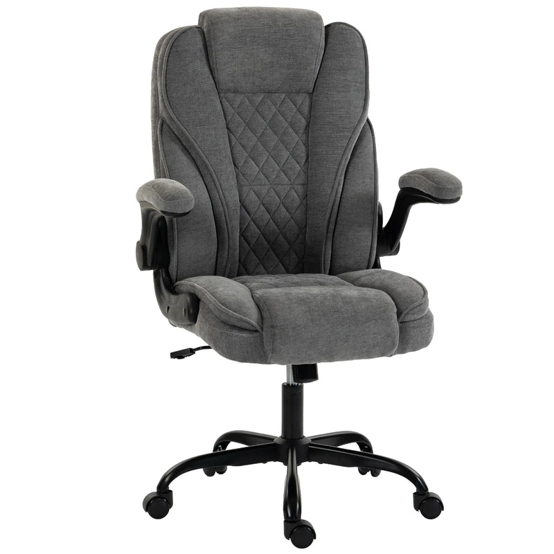 HOMCOM Office Chair, Ergonomic Desk Chair with Flip-up Armrest, Pocket Springs, Swivel Wheels, Adjustable Height, Grey