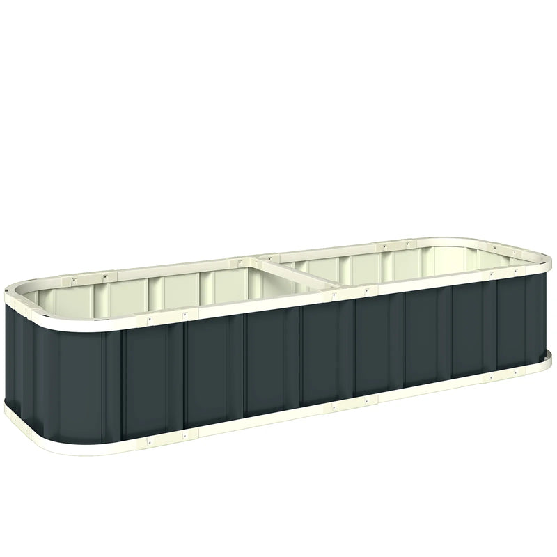 Outsunny Galvanised Raised Garden Bed, 5 x 2 x 1 ft Metal Planter with Gloves and Folded Edging, Dark Grey