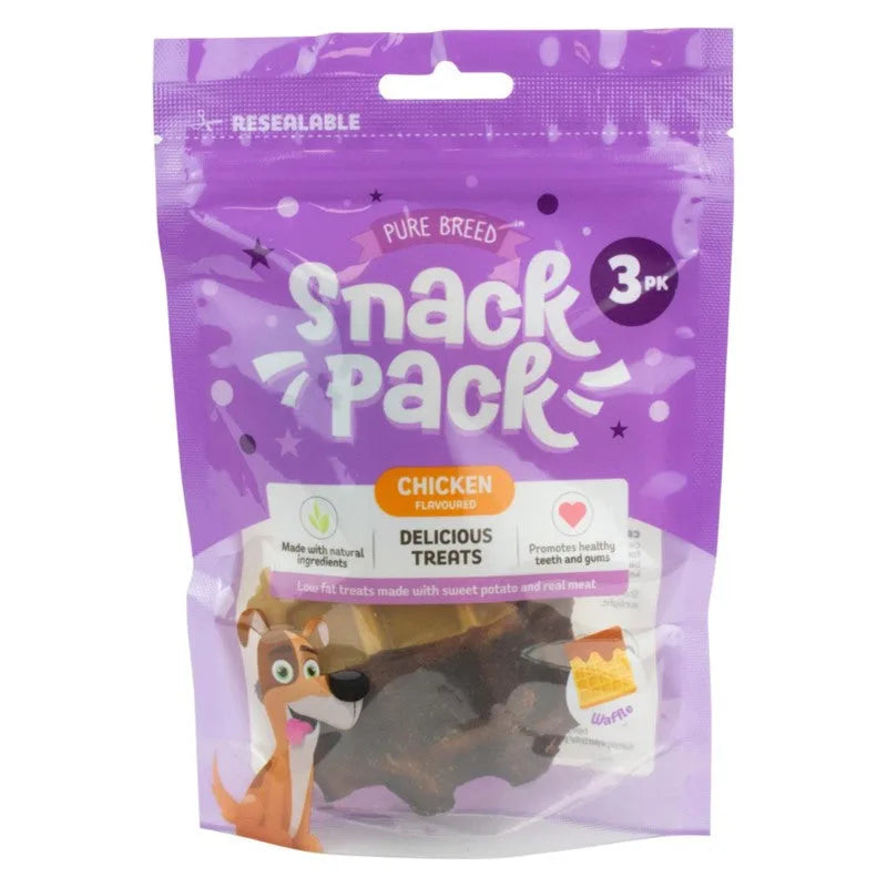 Pet Dog Treats Delicious Waffle Chew Snack Pack Of 3 Chicken Flavour