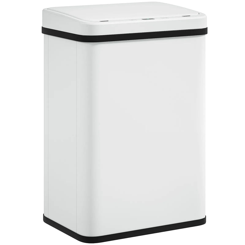 HOMCOM 40L Sensor Bin with Soft-Close Lid, Stainless Steel Automatic Touchless Motion Sensor Kitchen Bin, White