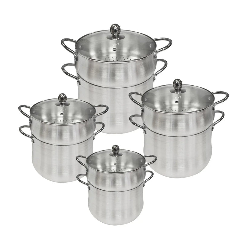 Aluminium Cous – Cous Pot Set Of 4 16 – 18 – 20 – 22