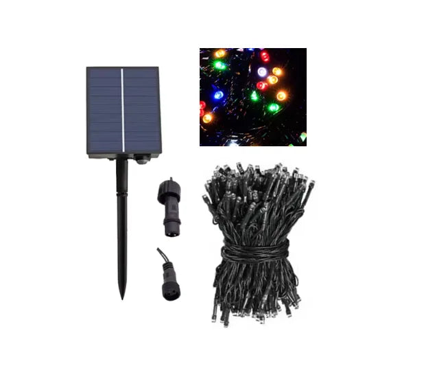 Solar 300 Led Rainbow Multicolour Fairy Lights String