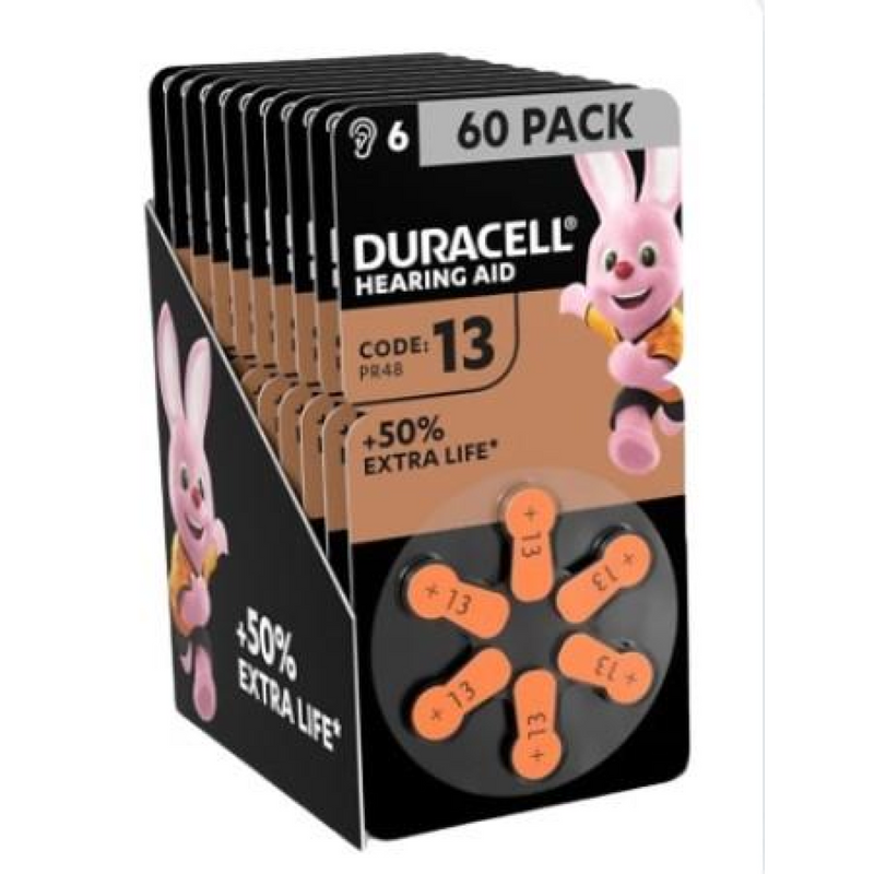 Duracell Hearing Aid Batteries - Pack of 6 - Box of 10
