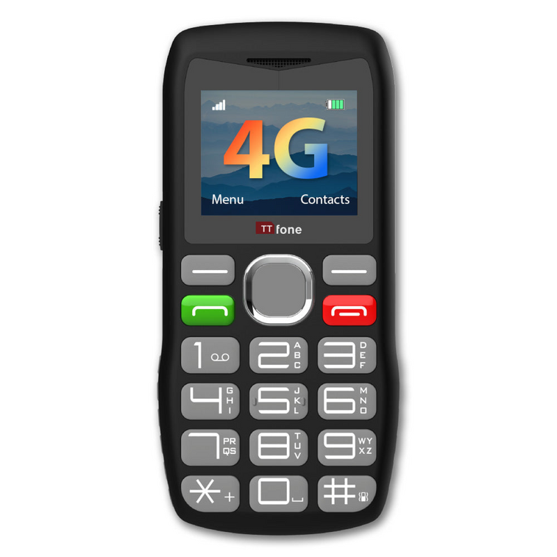 TTfone TT890 4G Mobile Phone with Giffgaff Pay As You Go SIM card and Mains Charger