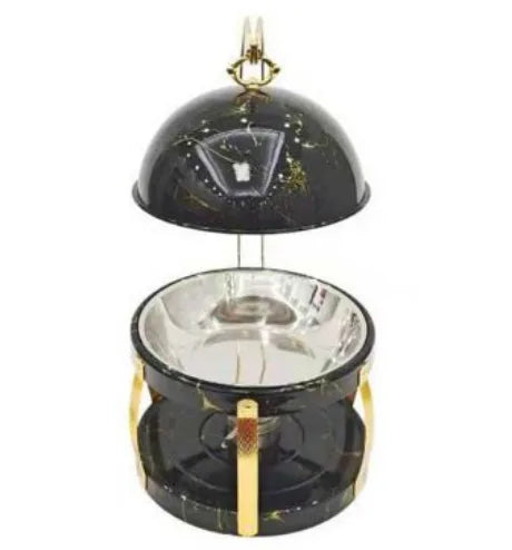 Buffet Banquet Chafing Dish With Lid 8L Black Marble Print Design