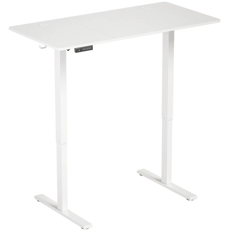 HOMCOM Standing Desk Memory Control Height Adjustable Desk 2 Cable Holes LED Display Sit Stand Desk White