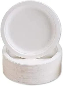 Disposable Compostable Eco – Bio Bagasse Sugarcane Round Plates 10" Pack Of 8