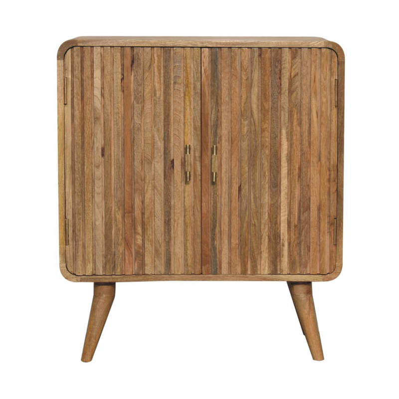 Artisan Furniture Solid Wood T-bar Ridged Cabinet, Light Brown, 2 Doors