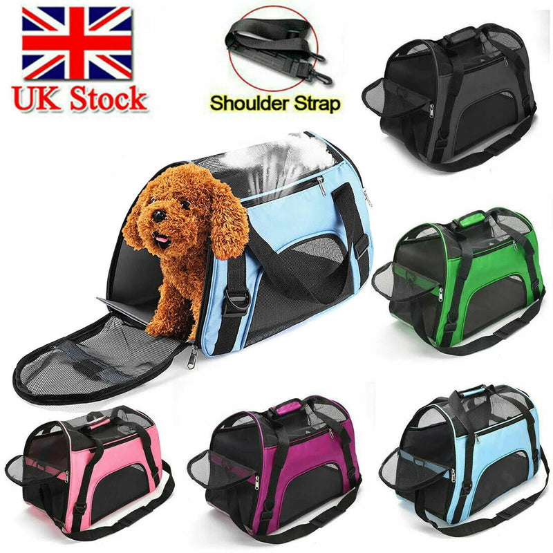 Large Pet Carrier Bag Portable Soft Fabric Folding Dog Cat Travel Bags-black