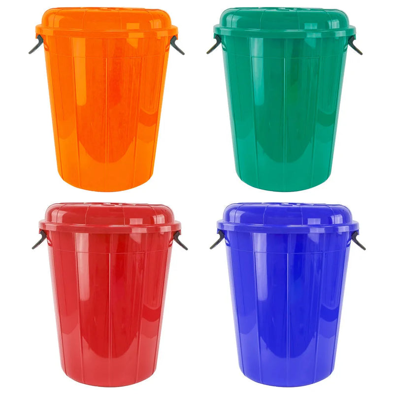 Plastic Eco Storage Drum Bin Bucket With 2 Side Handles 80L Assorted Colours