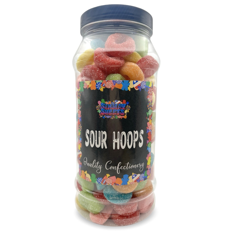 Sour Hoops Retro Fizzy Gummy Sweets Gift Jar - 635g