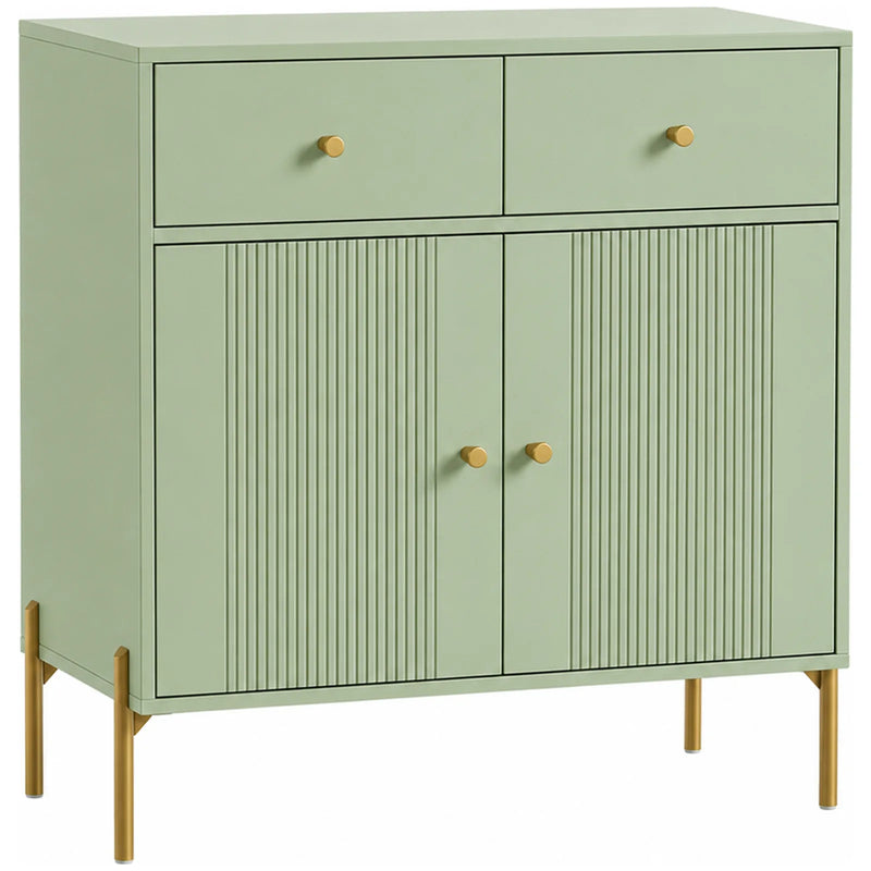 HOMCOM Modern Sideboard, Sideboard Storage Cabinet with 2 Drawers and Adjustable Shelf for Living Room, Light Green