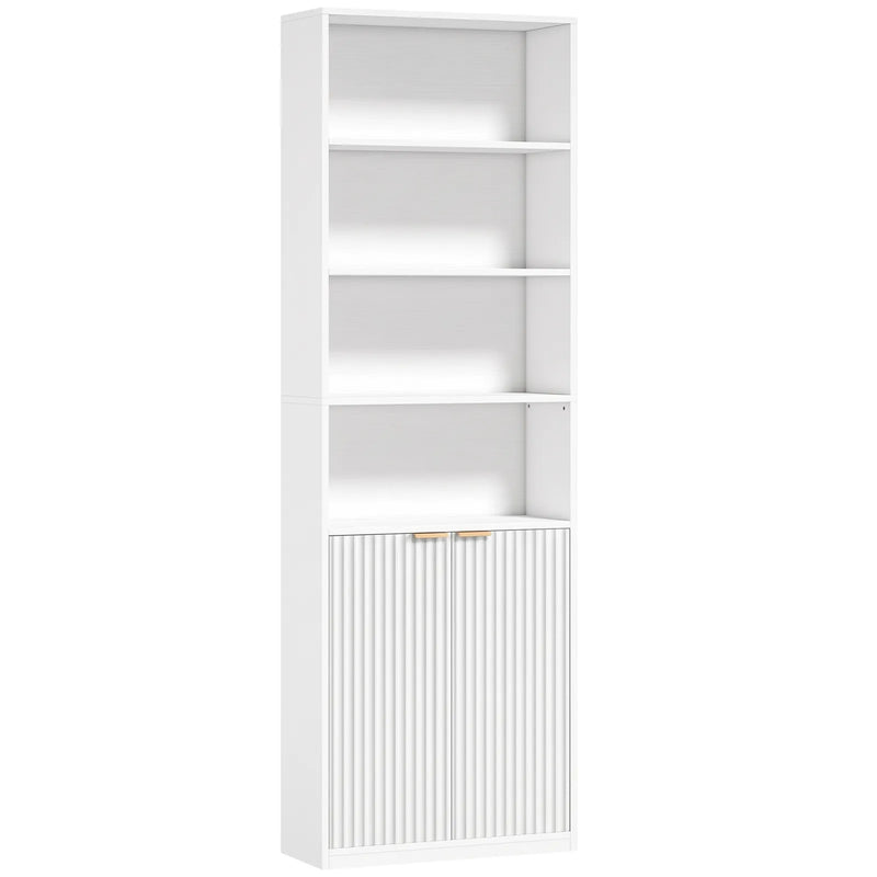 HOMCOM Bookcase Adjustable Shelf Bookshelf Anti-Tip Hardware 6-Tier, White