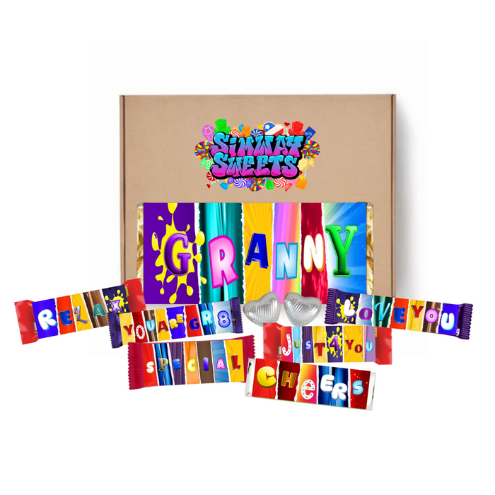 Mothers Day Gift Box With Fun Chocolate Bar Wrappers - Granny