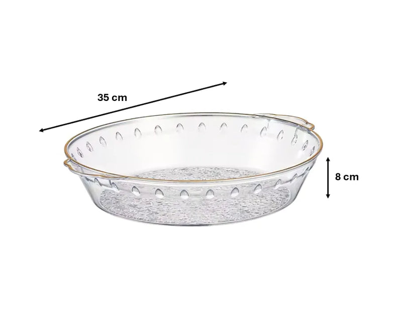 Round Transparent Plastic Fruit Bowl Serving Tray With Gold Rim