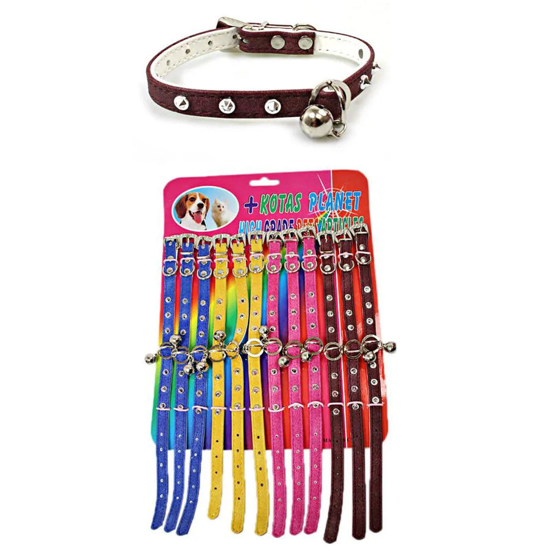 Pet Dog Puppy Cat Collar With Bell Assorted Colours
