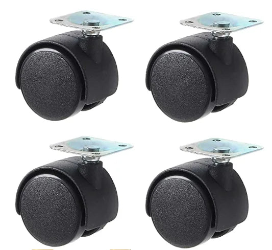 Plastic Round Wheels 2" Pack Of 4 Black