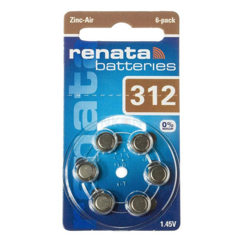 312 ZA RENATA HEARING AID BATTERY PK6