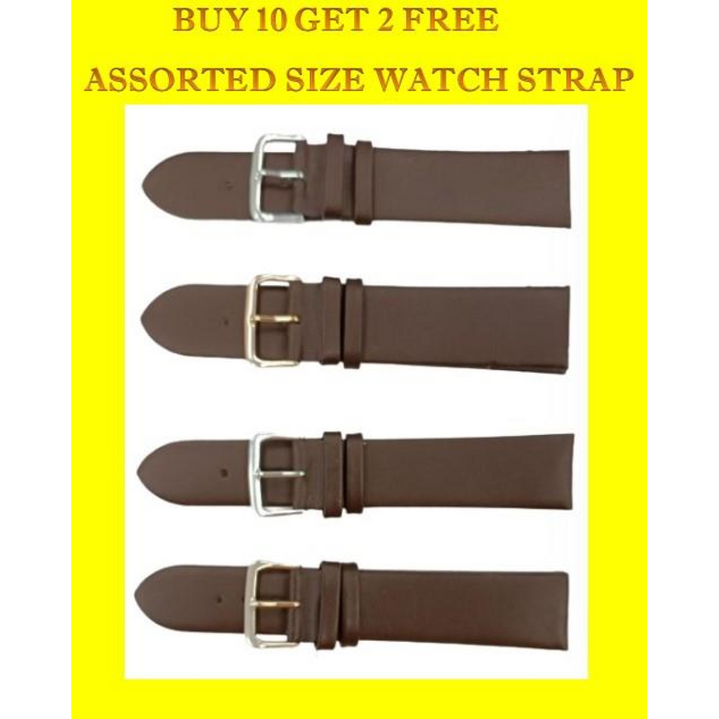 Genuine Dark Brown Leather WATCH STRAP BUY 10 GET 2 FREE ASSORTED SIZE 20mm-22MM