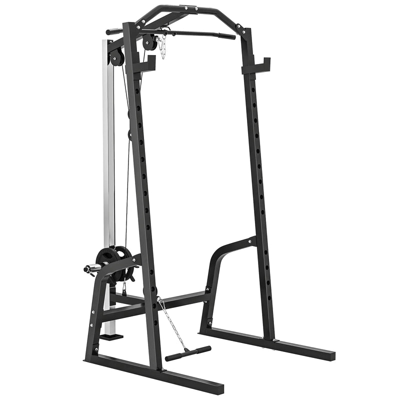 SPORTNOW Power Cage Power Rack with 15-Level Squat Rack, Cable Pulley System, Lat Pulldown & Pull Up Bar