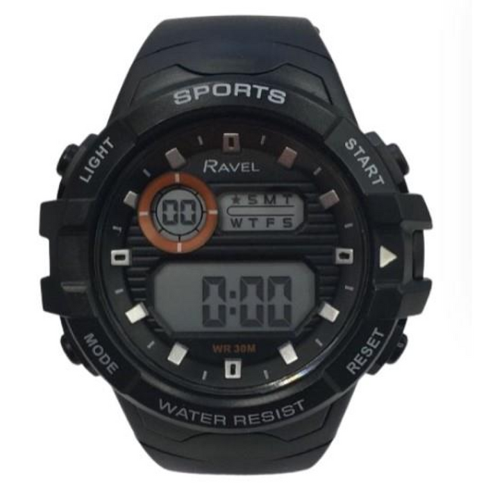 Ravel Mens 3ATM Digital Sports Orange/Black Watch RDG.14.30