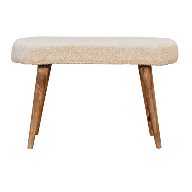 Artisan Furniture Solid Wood Cream Boucle Nordic Bench